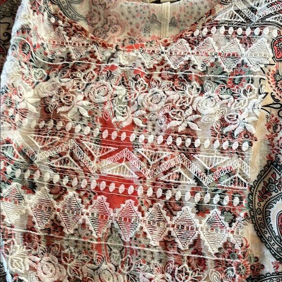 ONE WORLD Paisley Print Pancho Over Blouse Size M Gently used - Picture 4 of 5